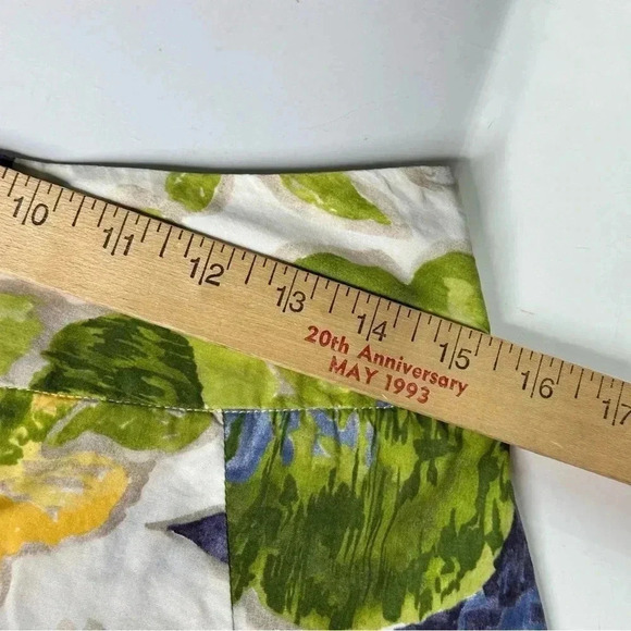 Talbots Woman’s Floral Pleated Skirt 12P Blue White Yellow Lined Side Zip Close - Picture 9 of 10